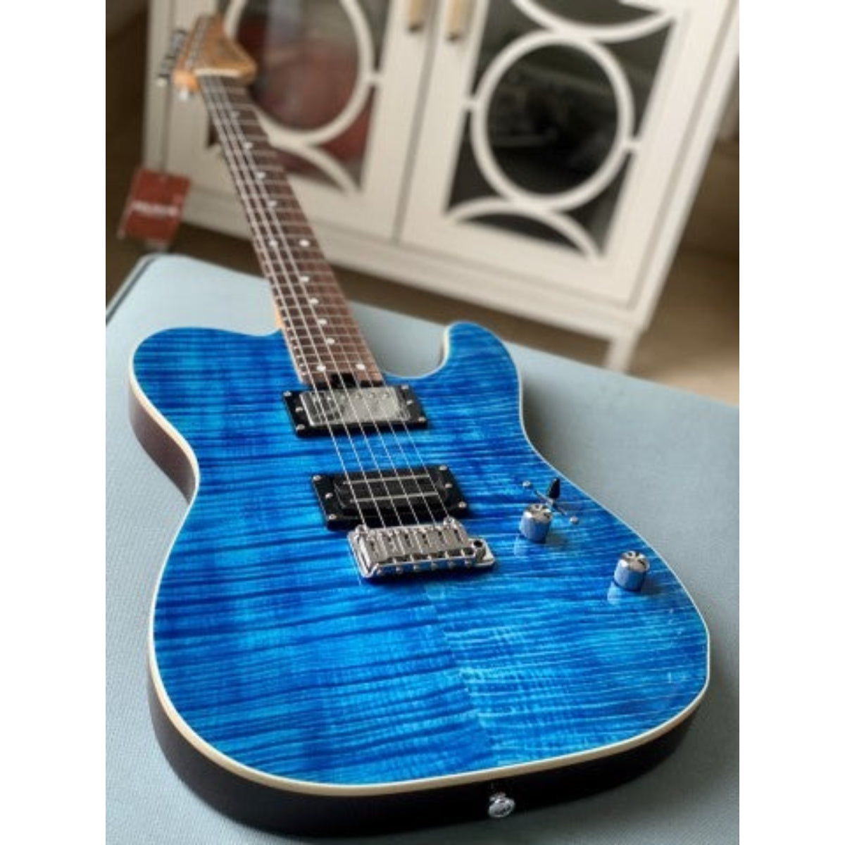 Đàn Guitar Điện Soloking MT1 Custom 24 Flame, Roasted Neck, Rosewood FB, Seethru Blue