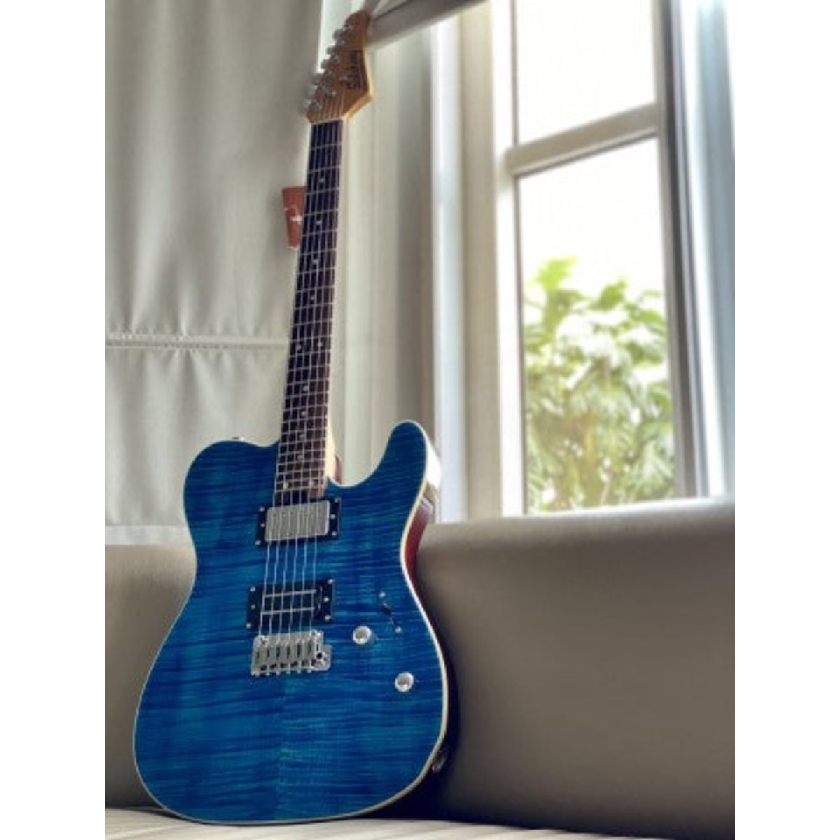 Đàn Guitar Điện Soloking MT1 Custom 24 Flame, Roasted Neck, Rosewood FB, Seethru Blue