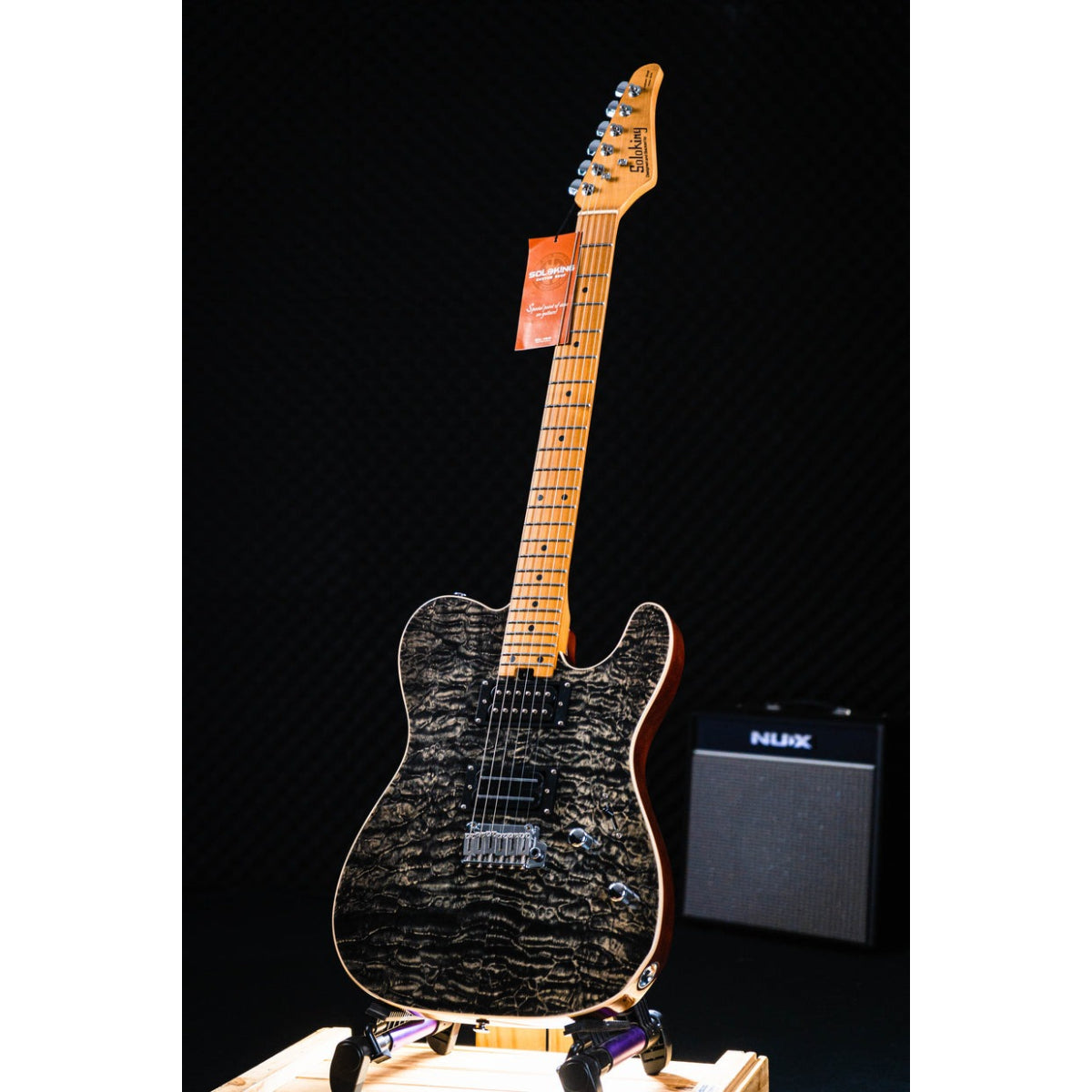 Đàn Guitar Điện Soloking MT1 Custom 24 Quilt, Roasted Maple Neck and FB, Seethru Black