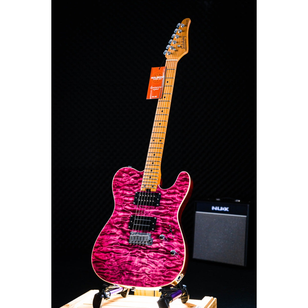 Đàn Guitar Điện Soloking MT1 Custom 24 Quilt, Roasted Maple Neck and FB, Seethru Magenta