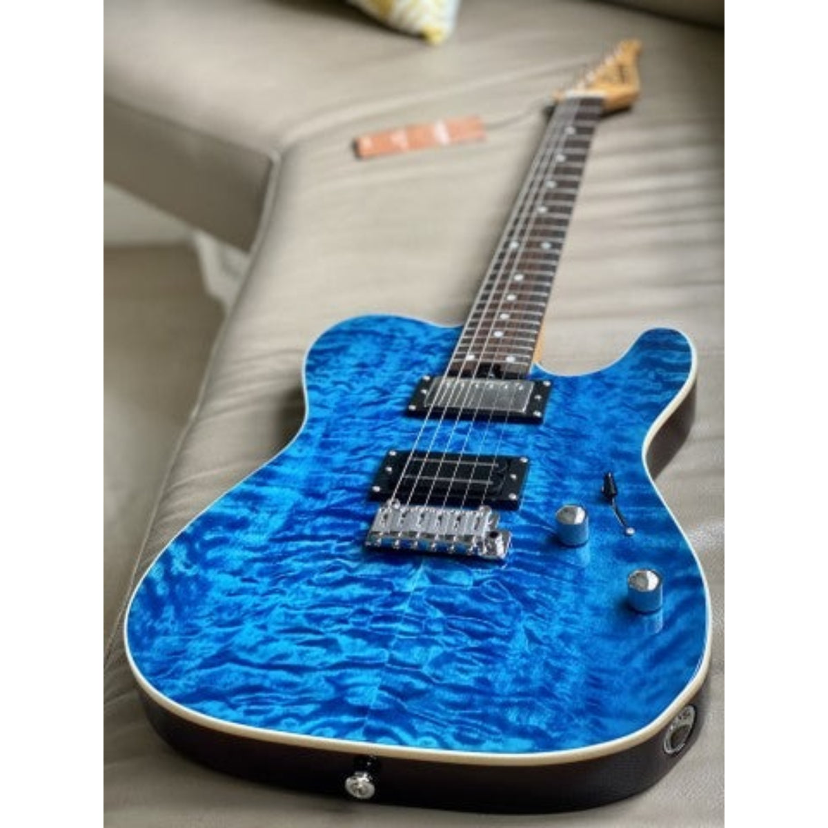 Đàn Guitar Điện Soloking MT1 Custom 24 Quilt, Roasted Neck, Rosewood FB, Seethru Blue
