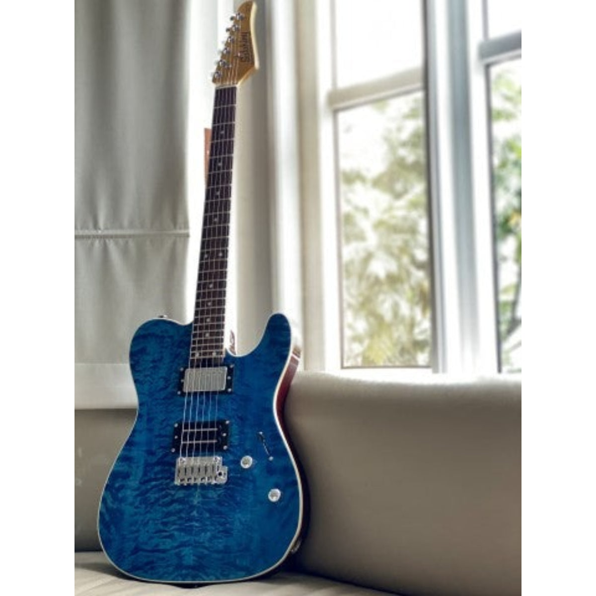 Đàn Guitar Điện Soloking MT1 Custom 24 Quilt, Roasted Neck, Rosewood FB, Seethru Blue