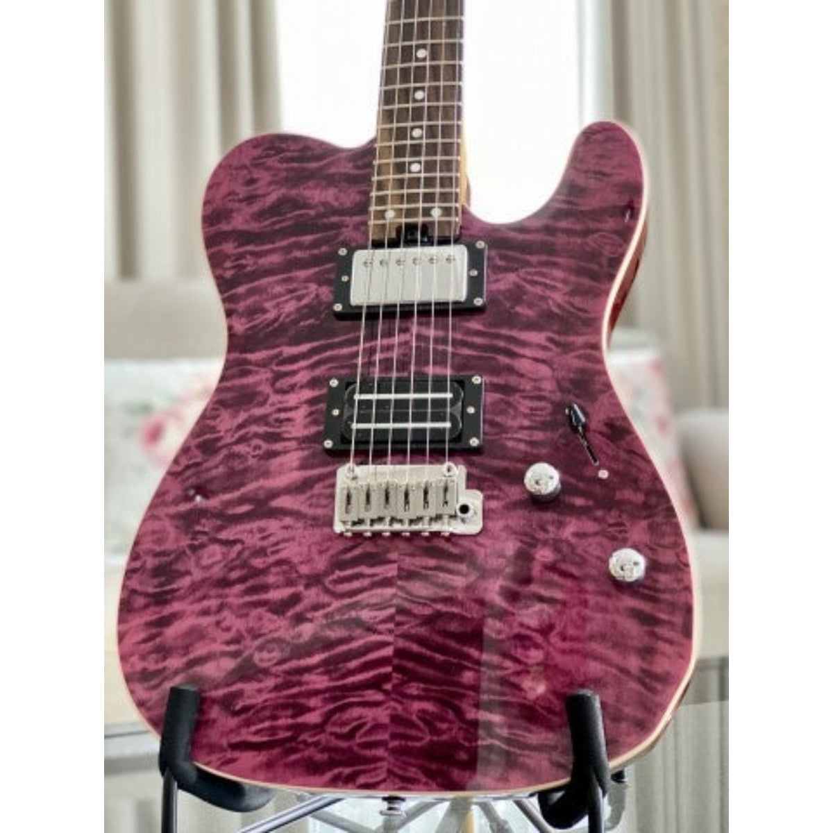 Đàn Guitar Điện Soloking MT1 Custom 24 Quilt, Roasted Neck, Rosewood FB, Seethru Magenta