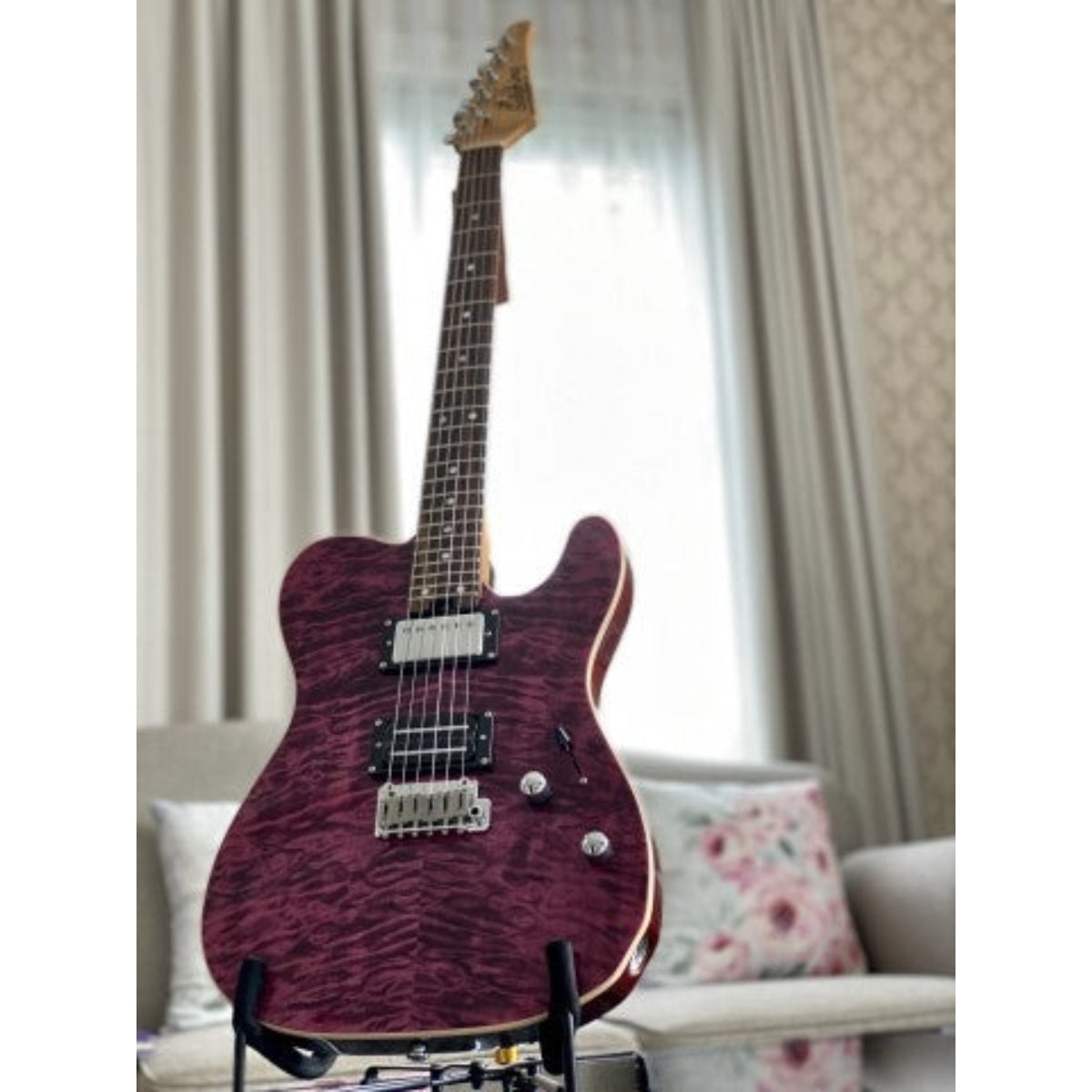 Đàn Guitar Điện Soloking MT1 Custom 24 Quilt, Roasted Neck, Rosewood FB, Seethru Magenta