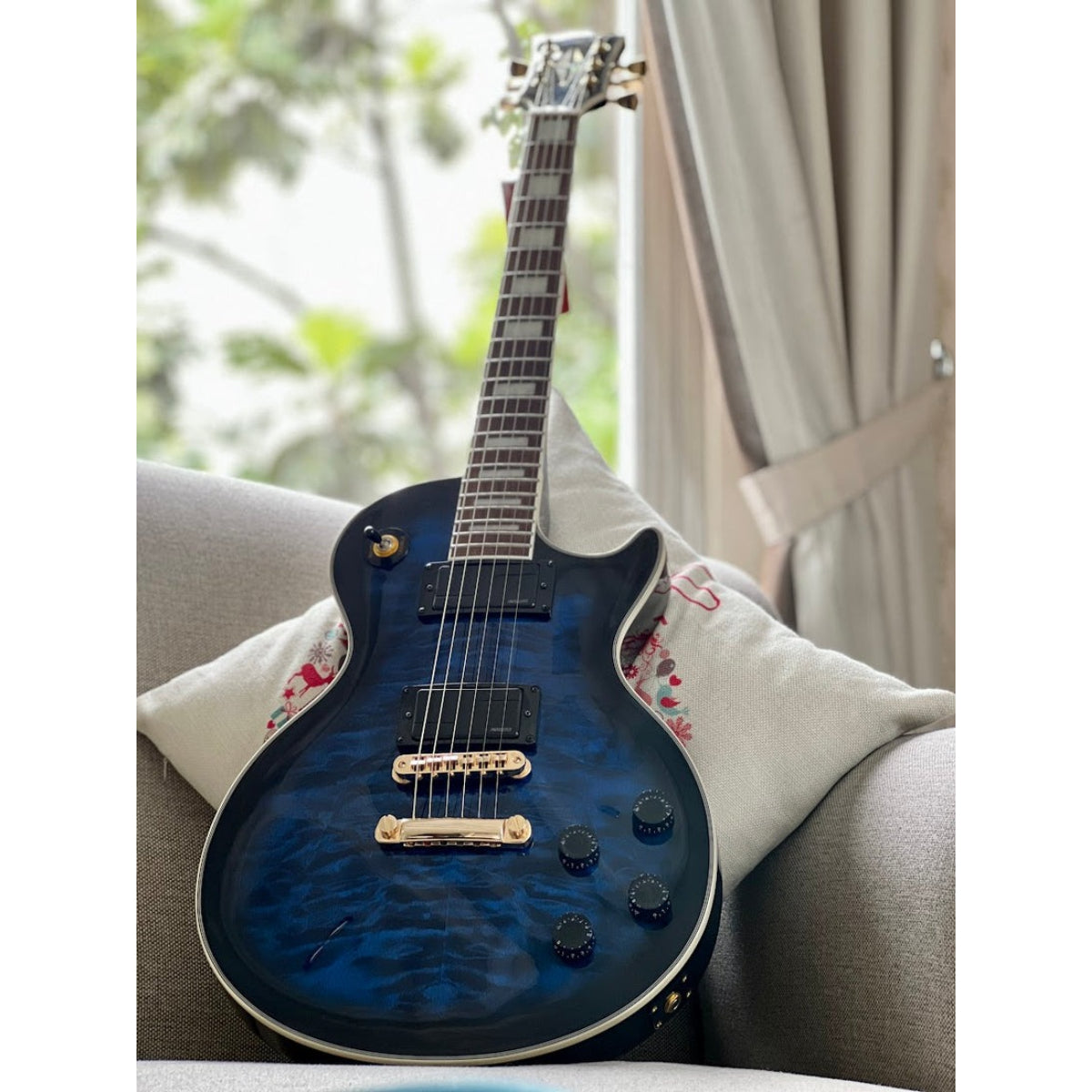 Đàn Guitar Điện Soloking SLS60QM Deluxe, Fishman Fluence, Black Aqua Burst MOD