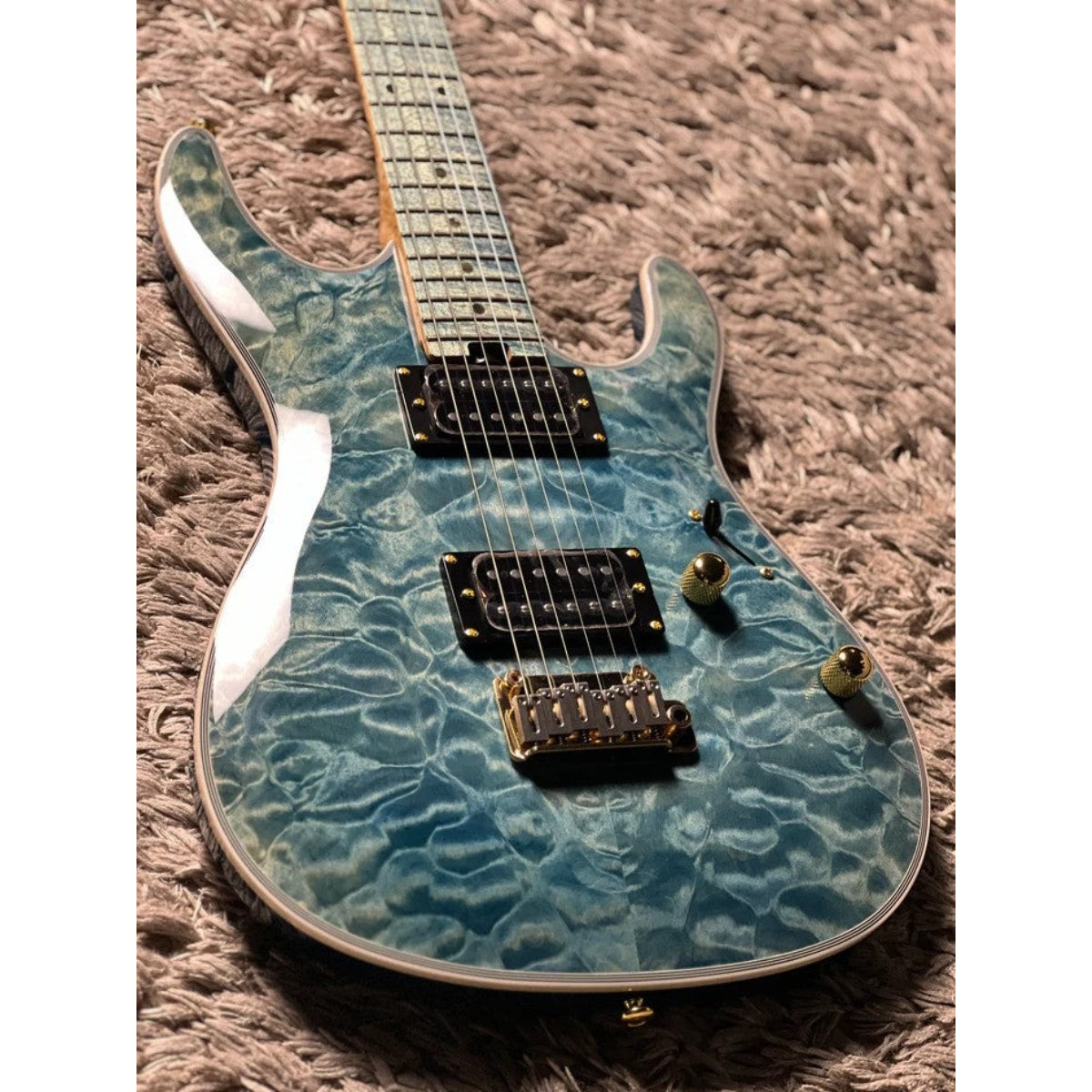 Đàn Guitar Điện Soloking SM22 HH QM Shredmaster, Blue Tinted Maple FB, Trans Maldives Blue