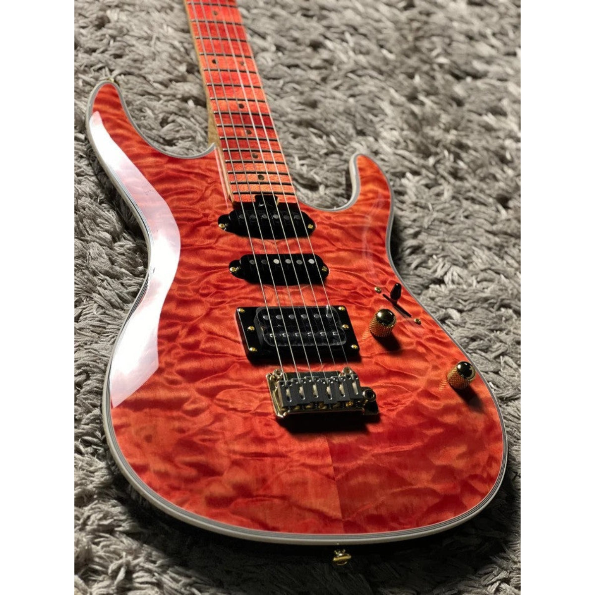 Đàn Guitar Điện Soloking SM22 HH QM Shredmaster, Red Tinted Maple FB, Trans Salmon Pink