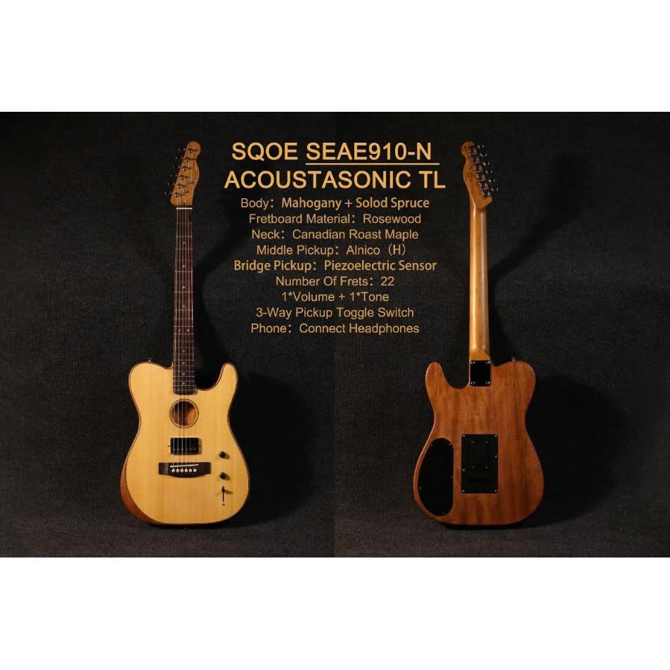 Đàn Guitar Điện Sqoe SEAE910, Natural