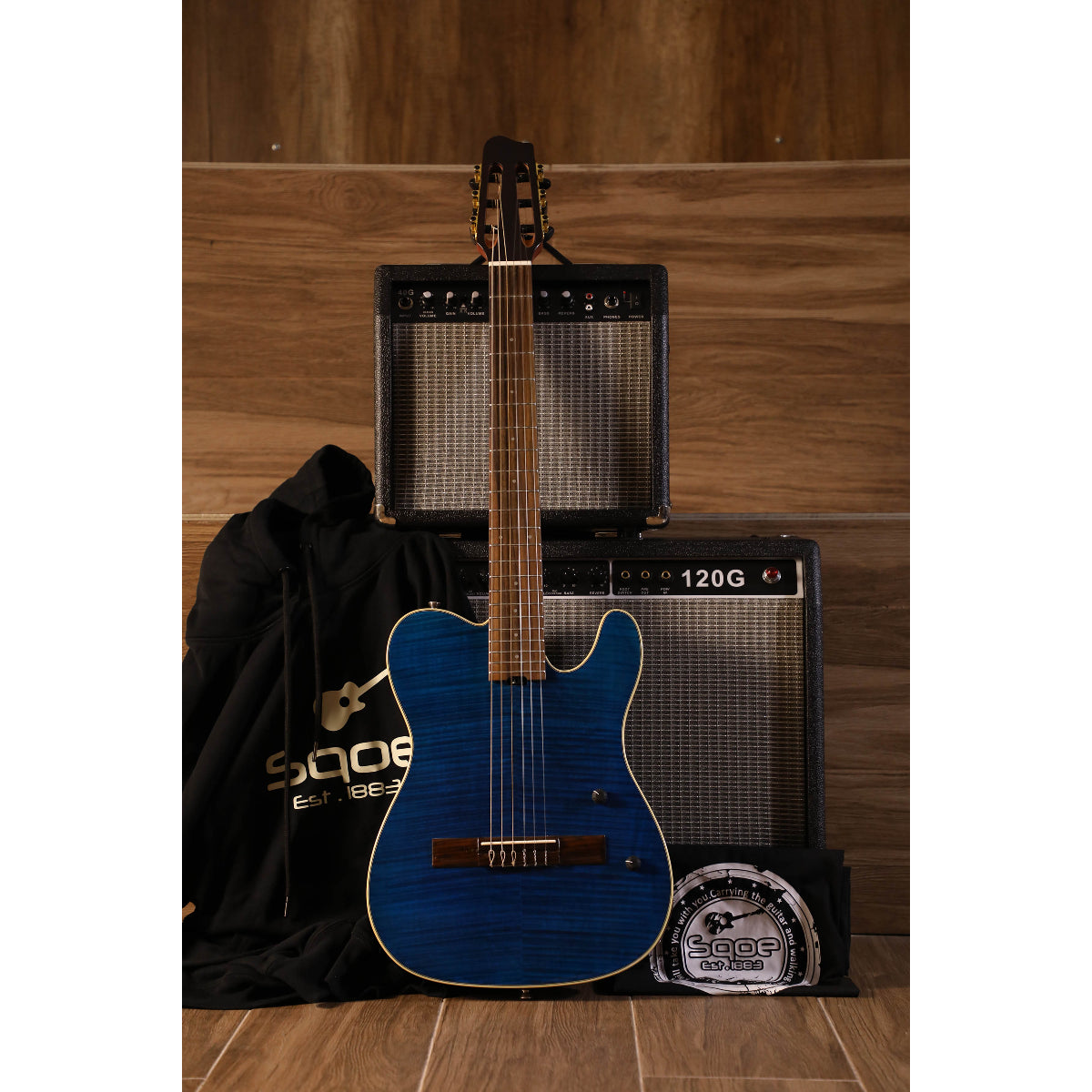 Đàn Guitar Điện Sqoe SEGD900, Tiger Stripe Deep Sea Blue