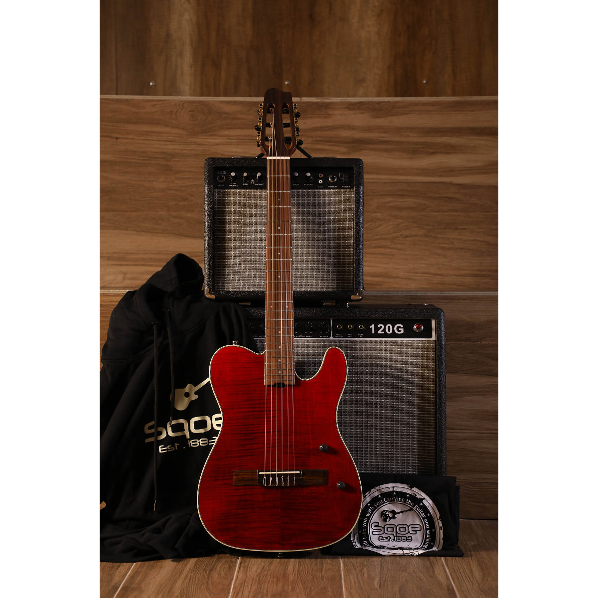 Đàn Guitar Điện Sqoe SEGD900, Tiger Stripe Lava Red