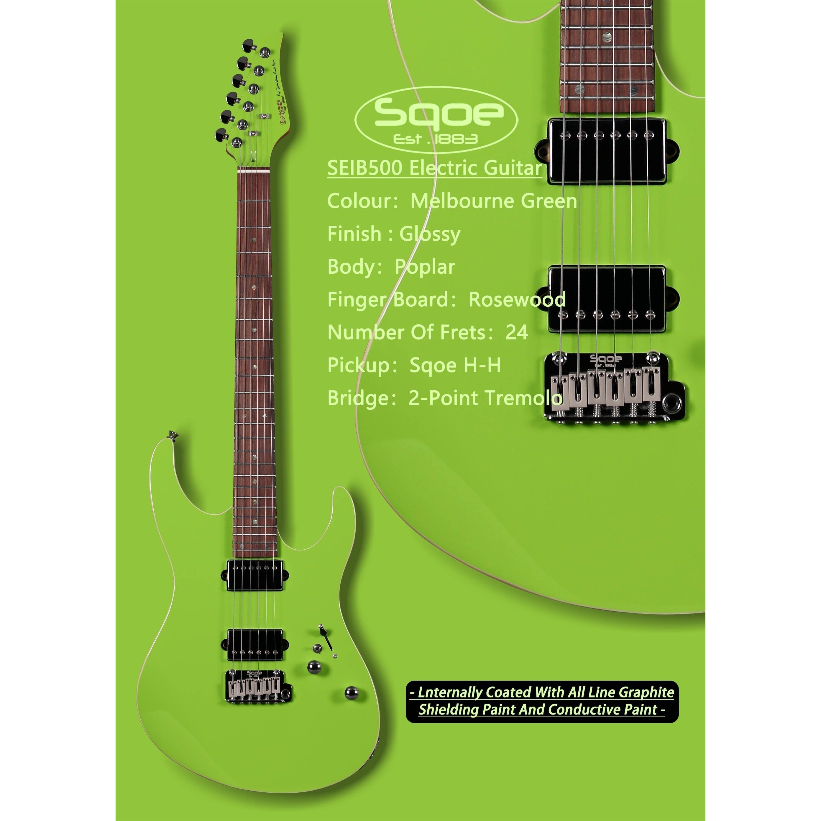 Đàn Guitar Điện Sqoe SEIB500, Melbourne Green