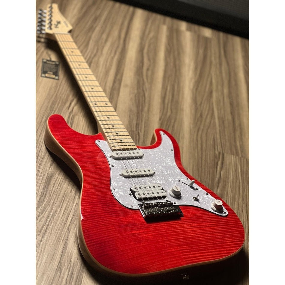 Đàn Guitar Điện Sqoe SEIB680, Transparent Red