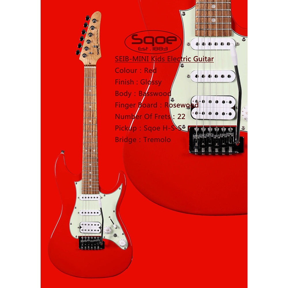 Đàn Guitar Điện Sqoe SEIB Mini, Red