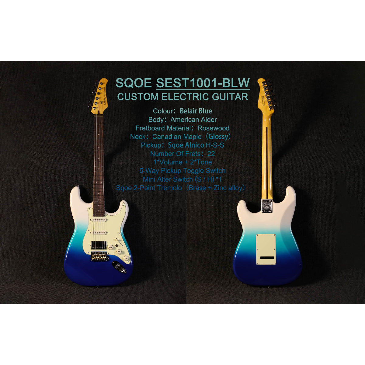 Đàn Guitar Điện Sqoe SEST1001, Belair Blue