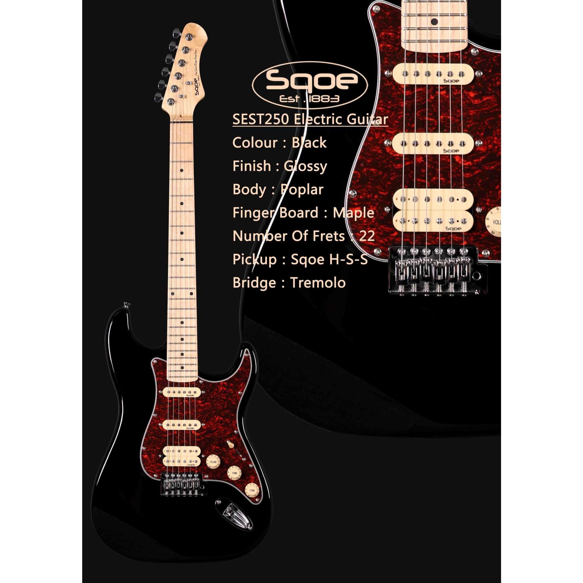 Đàn Guitar Điện Sqoe Stratocaster SEST250, Black