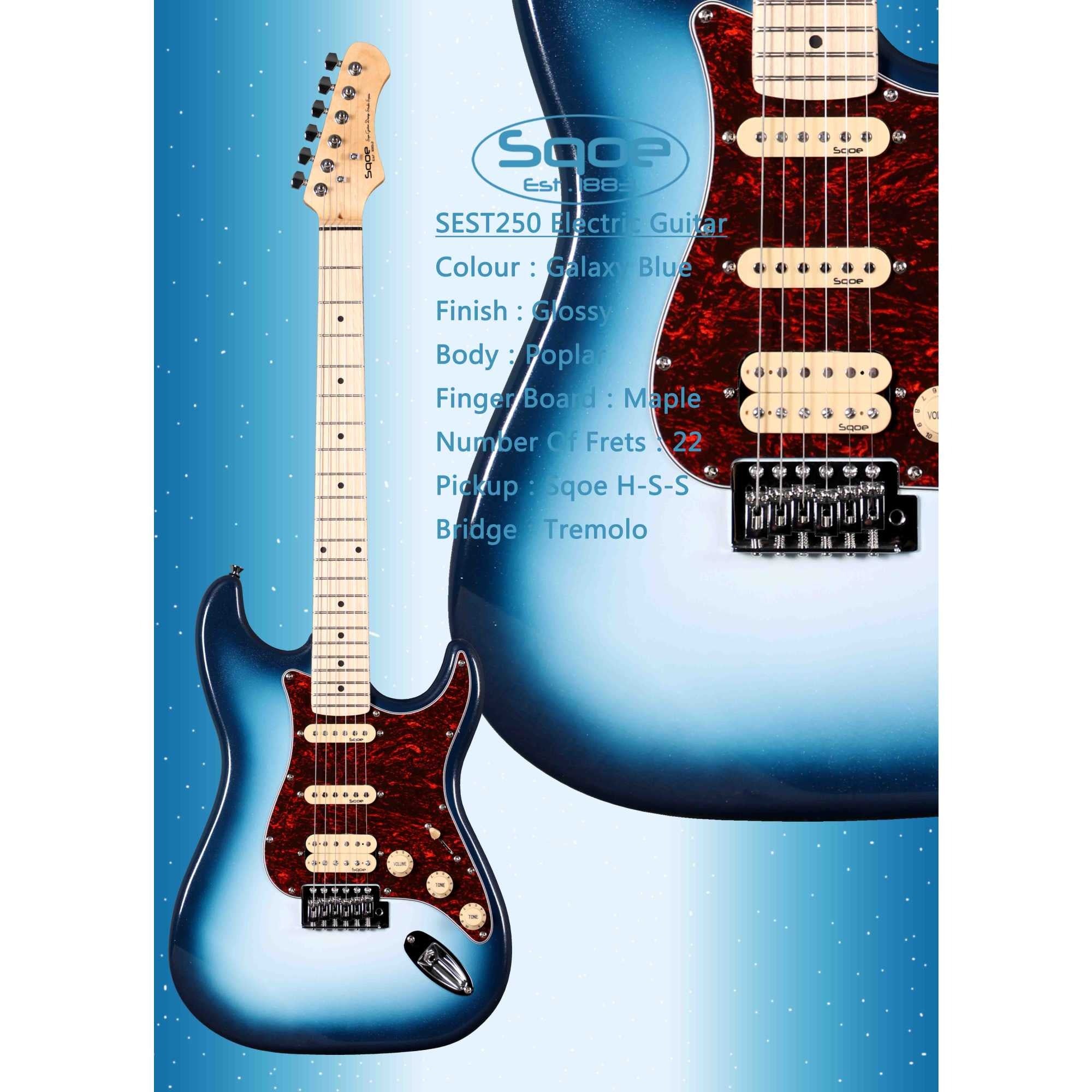 Đàn Guitar Điện Sqoe Stratocaster SEST250, Galaxy Blue