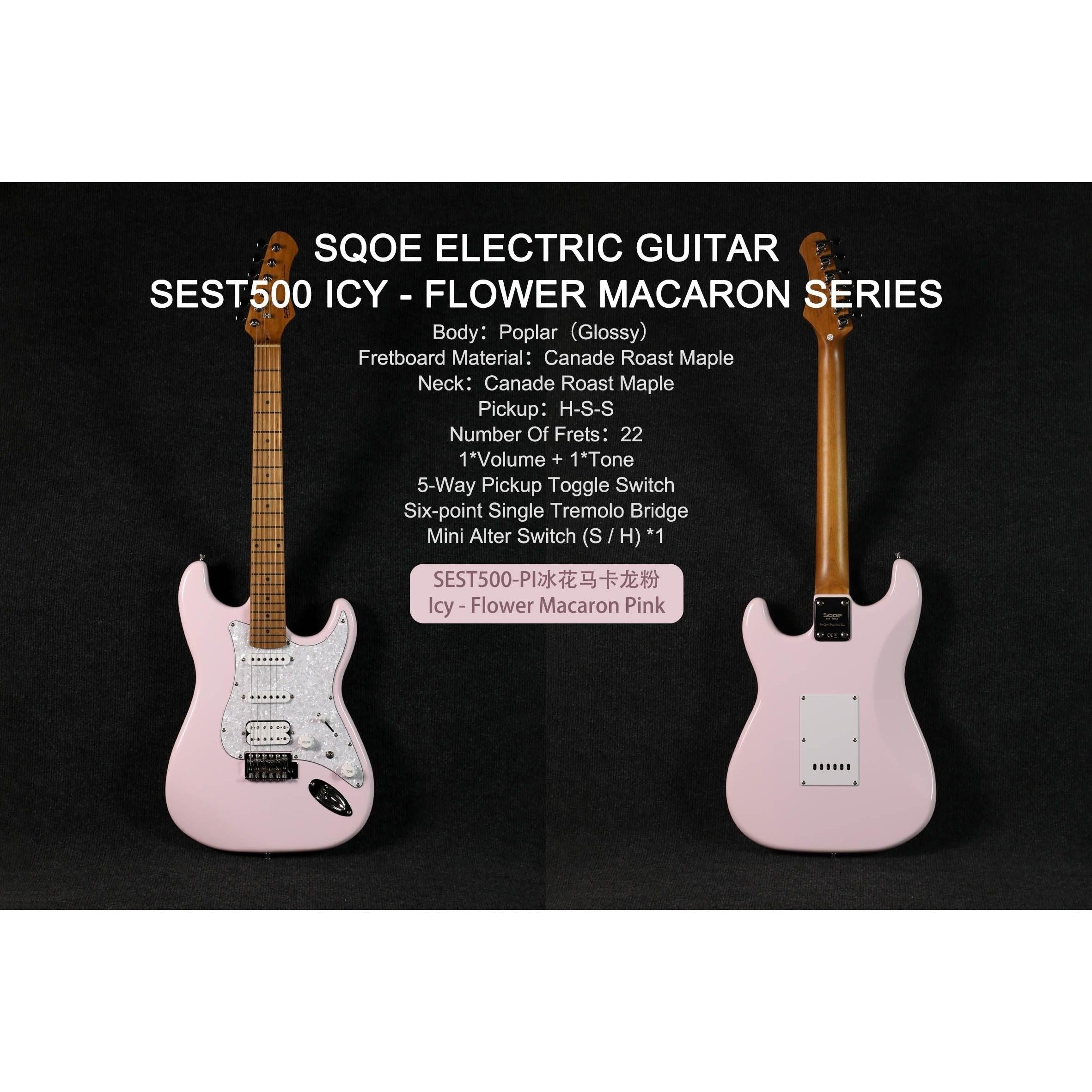 Đàn Guitar Điện Sqoe Stratocaster SEST500, Ice Flower Macaron Pink