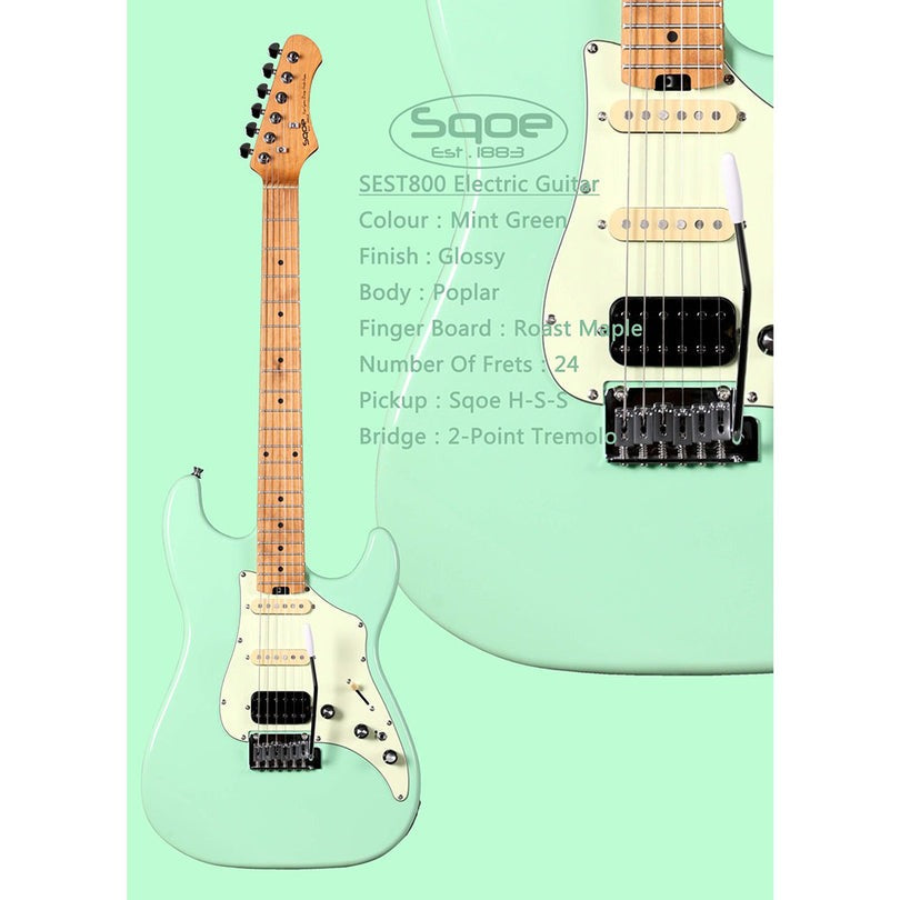 Đàn Guitar Điện Sqoe Stratocaster SEST800, Mint Green