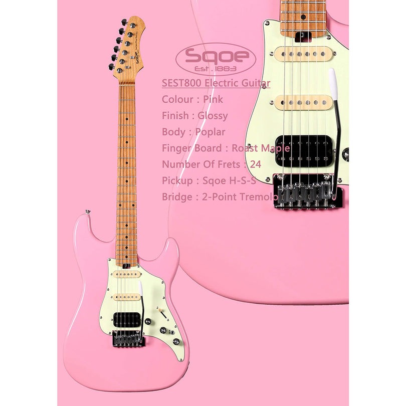 Đàn Guitar Điện Sqoe Stratocaster SEST800, Pink
