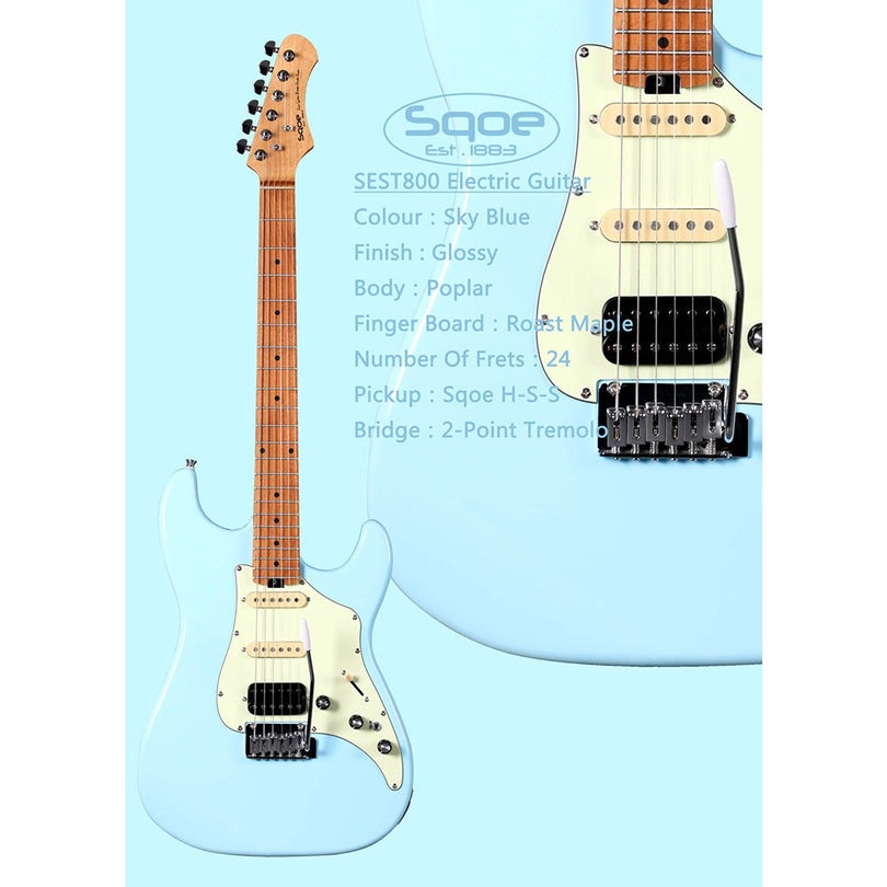 Đàn Guitar Điện Sqoe Stratocaster SEST800, Sky Blue