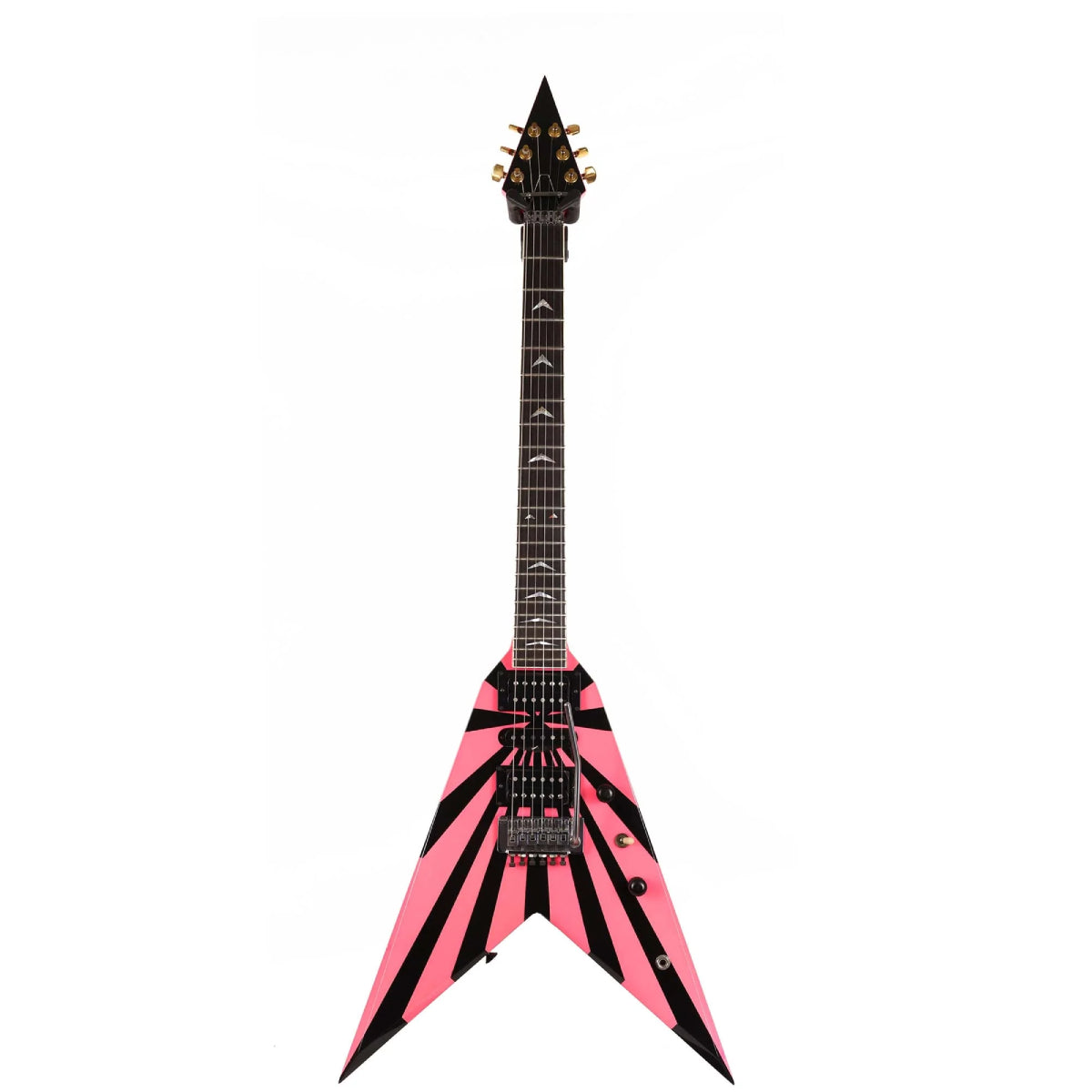 Đàn Guitar Điện Charvel 1980 Vic Vergat Pointy V HSH, Ebony Fingerboard, Pink and Black