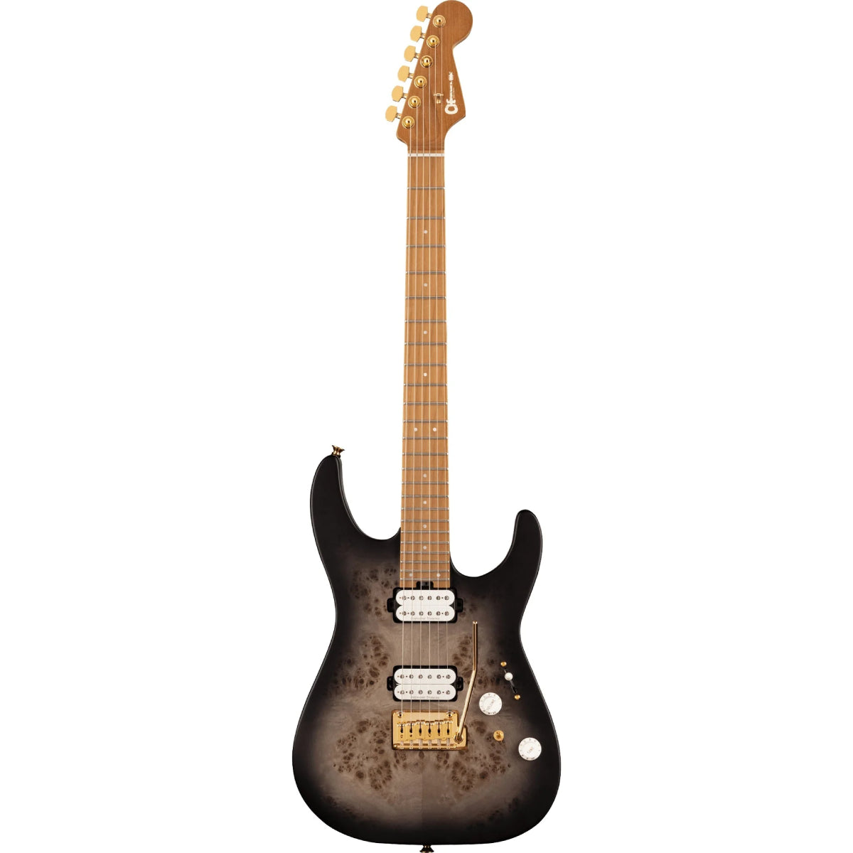 Đàn Guitar Điện Charvel Pro-Mod DK24 HH 2PT CM Poplar Burl, Maple Fingerboard, Transparent Black Burst