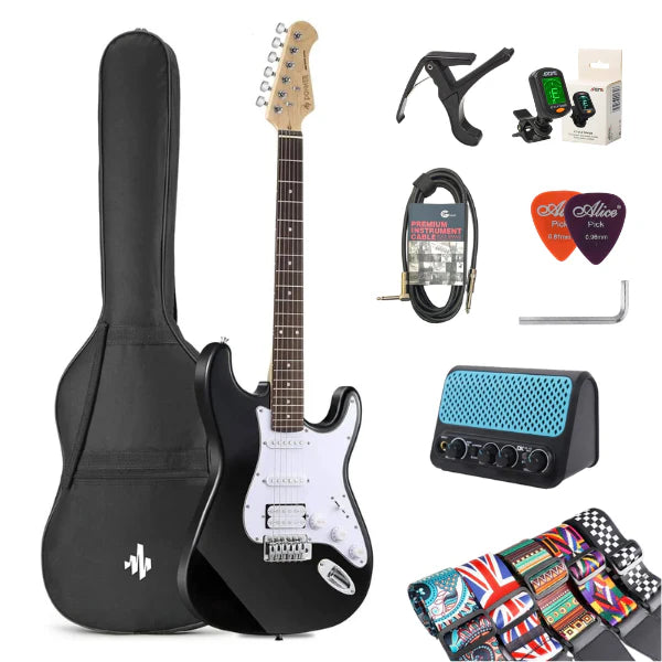 Đàn Guitar Điện Donner DST100 HSS Electric Guitar Combo, Purpleheart Fingerboard, Black
