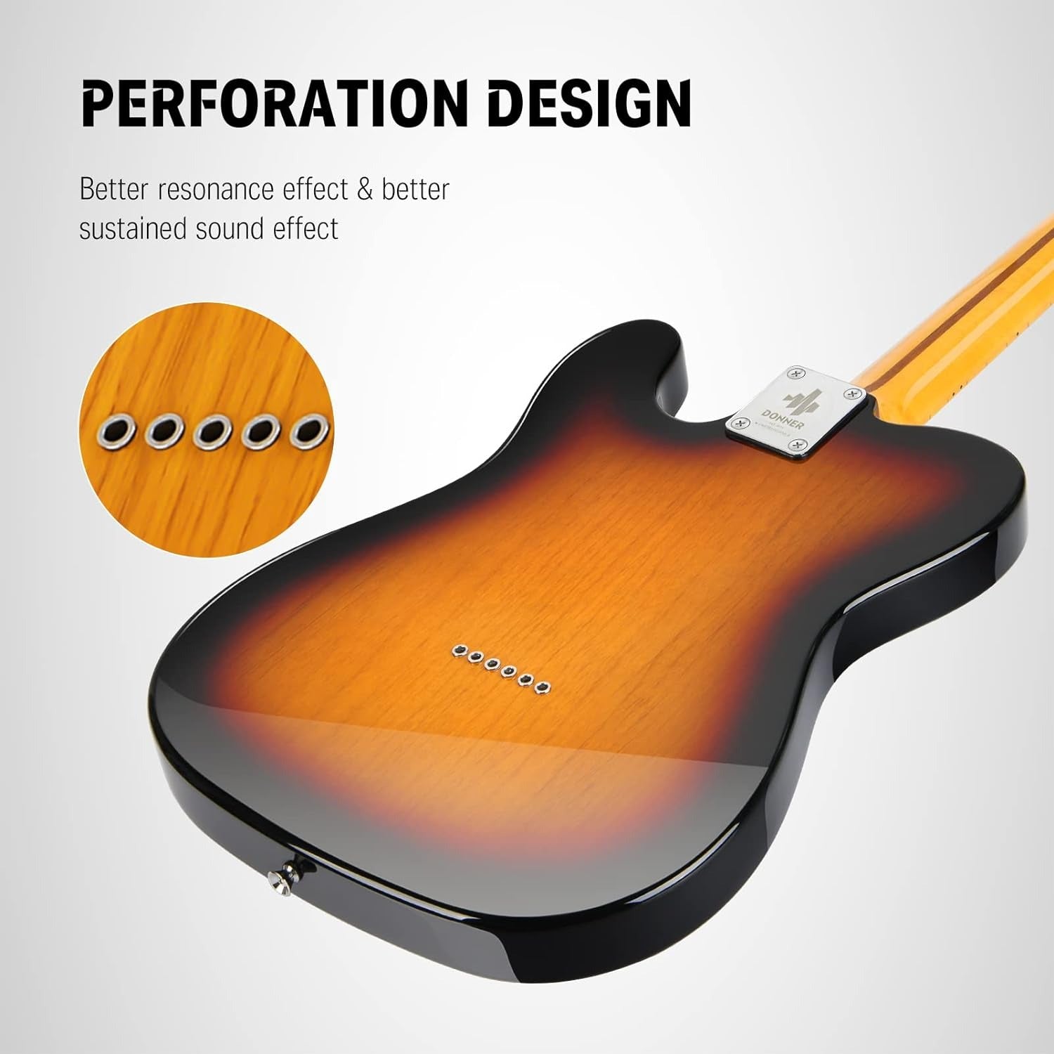 Đàn Guitar Điện Donner DTC-100, Jazz Electric Guitar, TL Thinline F Hole