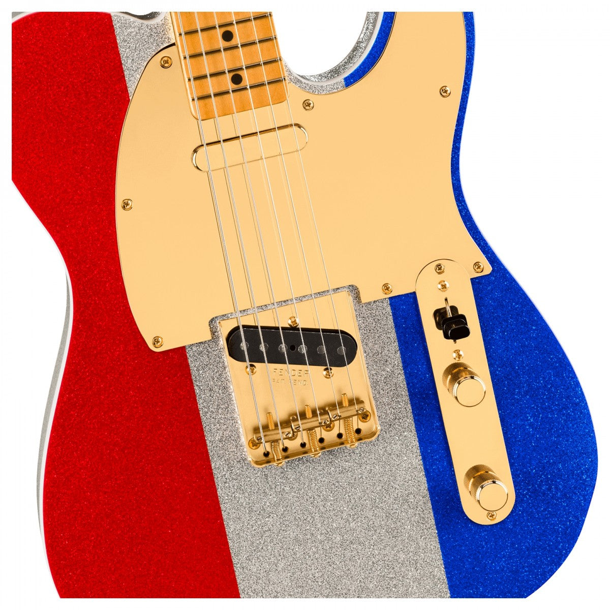 Đàn Guitar Điện Fender Buck Owens Telecaster, Maple Fingerboard, Red, Silver and Blue Sparkle, #0140452371