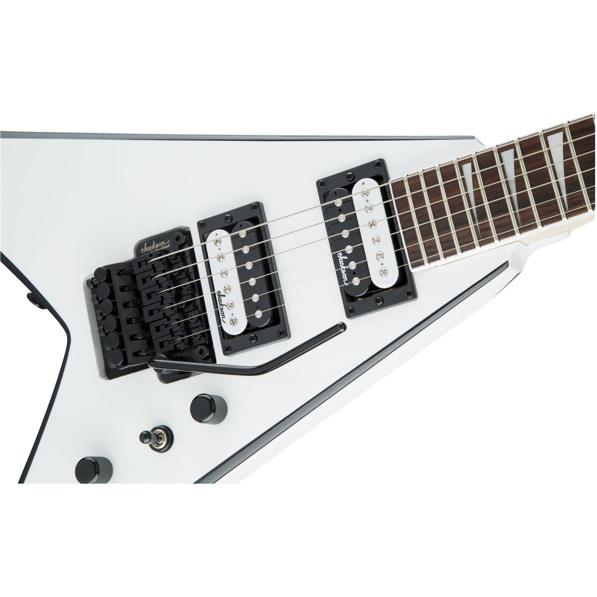 Đàn Guitar Điện Jackson JS Series King V JS32, White with Black Bevels, #2910224577