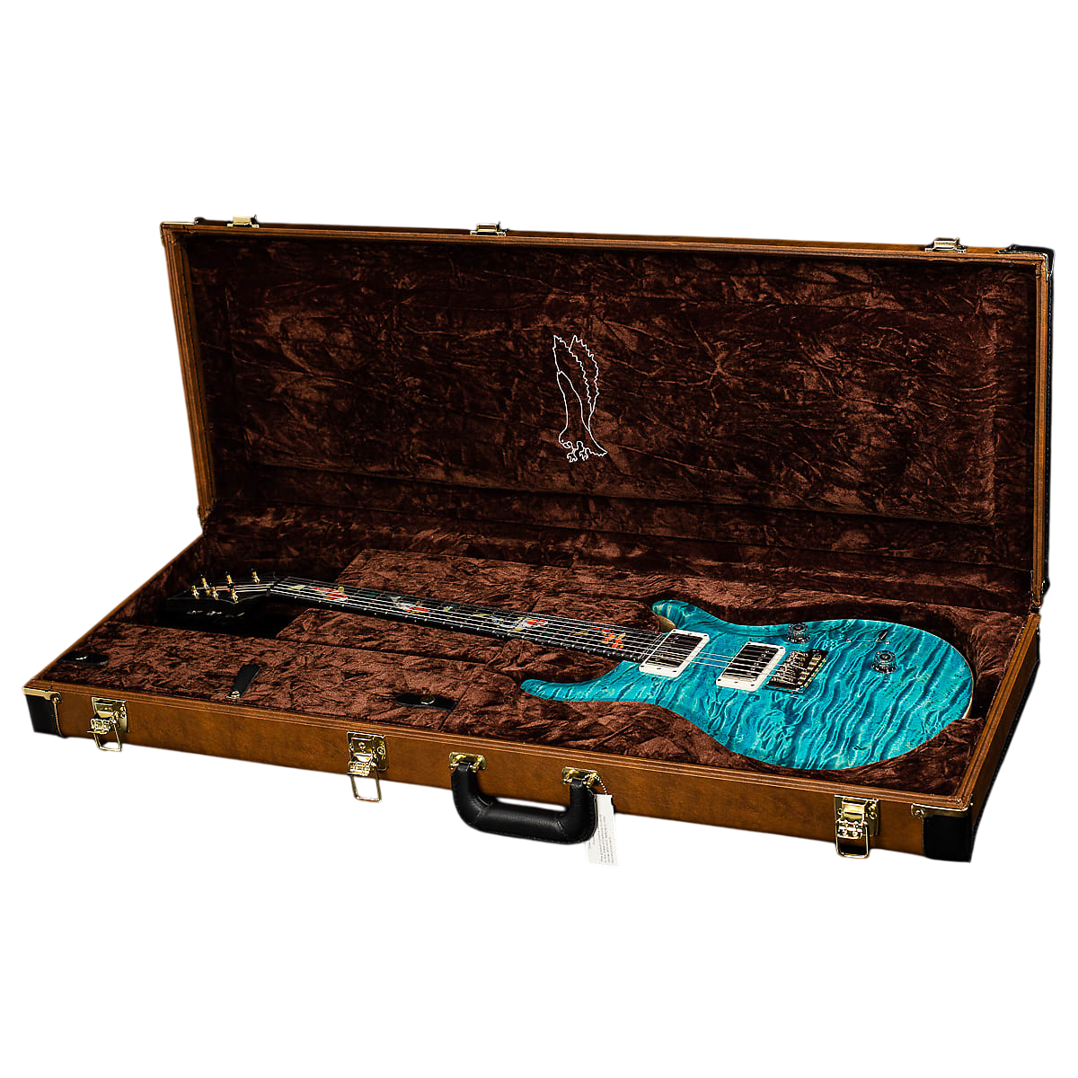 Đàn Guitar Điện PRS Custom 24 Wood Library 10 Top Private Stock, Bahamian Blue Glow w/Case
