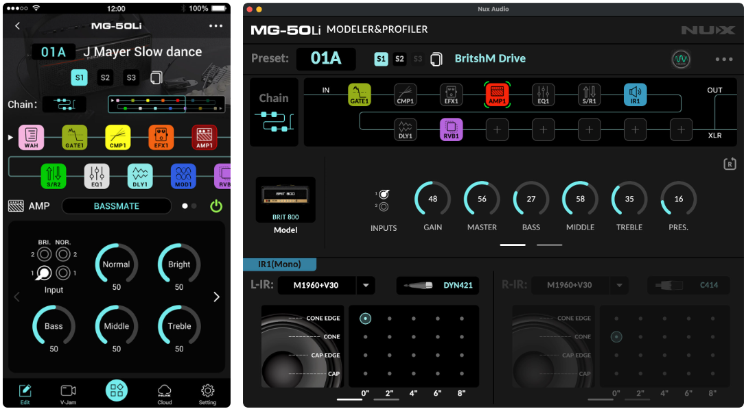 Pedal Guitar Multi Effects Nux MG50Li, Gray
