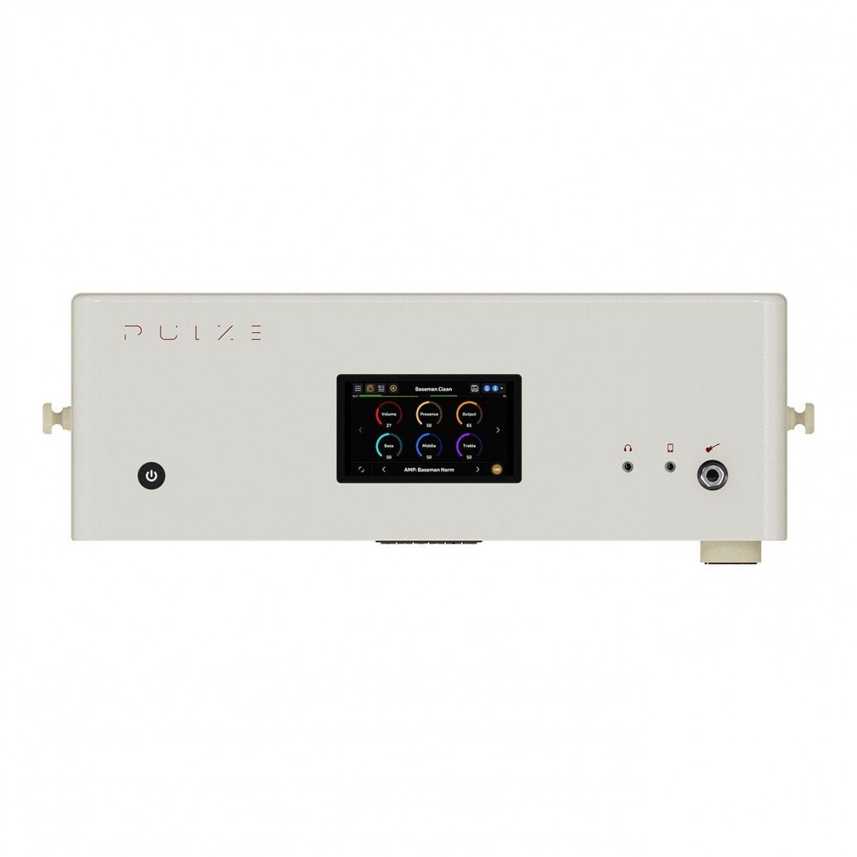 Amply Guitar Bluetooth Hotone Pulze – mặt trên với màn hình cảm ứng 4 inch, nút nguồn, jack tai nghe và input