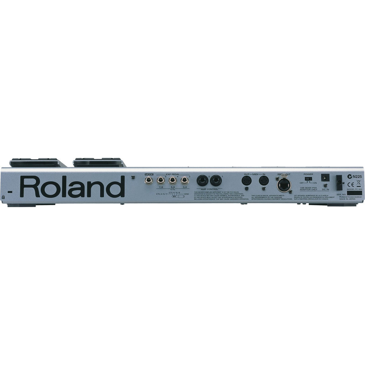 Bộ Điều Khiển MIDI Roland FC-300 – mặt sau với cổng MIDI và các jack pedal ngoài