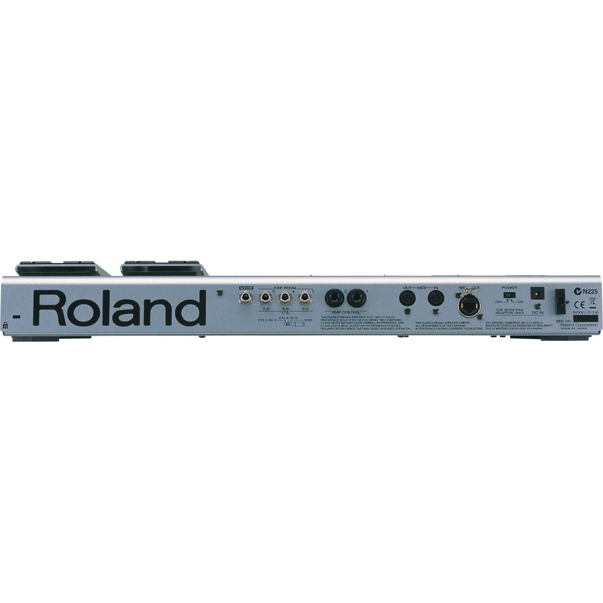 Bộ Điều Khiển MIDI Roland FC-300 – mặt sau với logo Roland, cổng MIDI và các jack kết nối