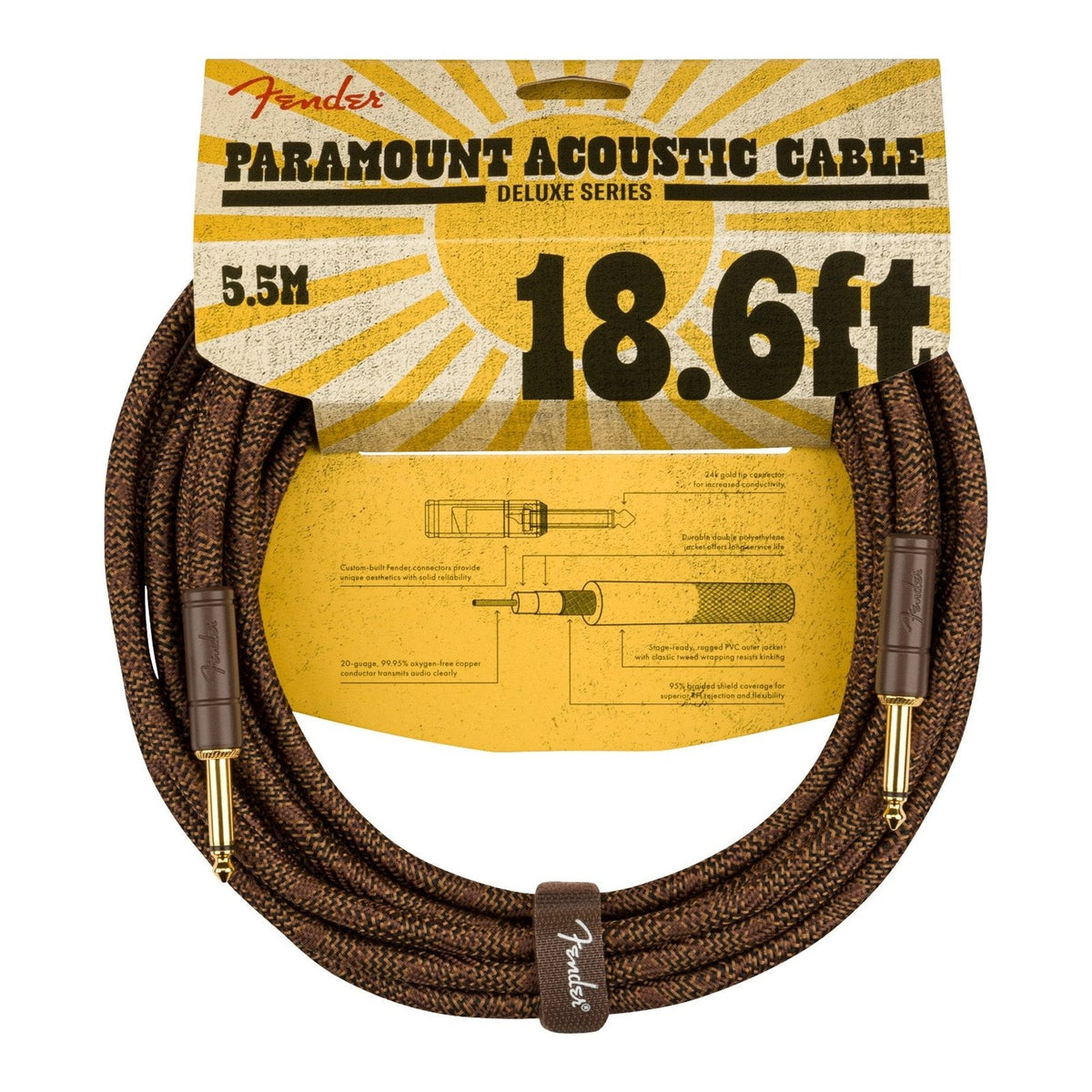 Dây Cáp Guitar Acoustic Fender Paramount Instrument Cable – 5,7m (18,6ft)