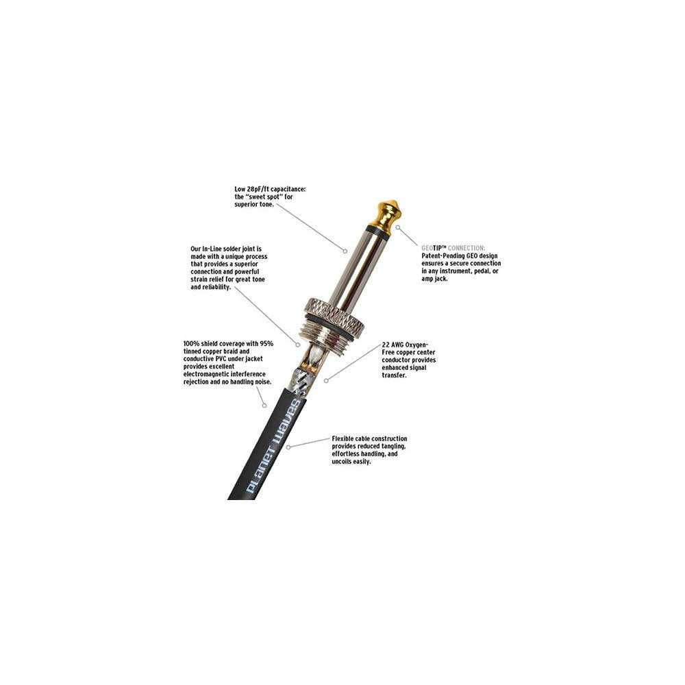 Dây Cáp Guitar D'Addario American Stage PW-AMSG / PW-AMSGRA – 3m (10ft), Thẳng - Vuông