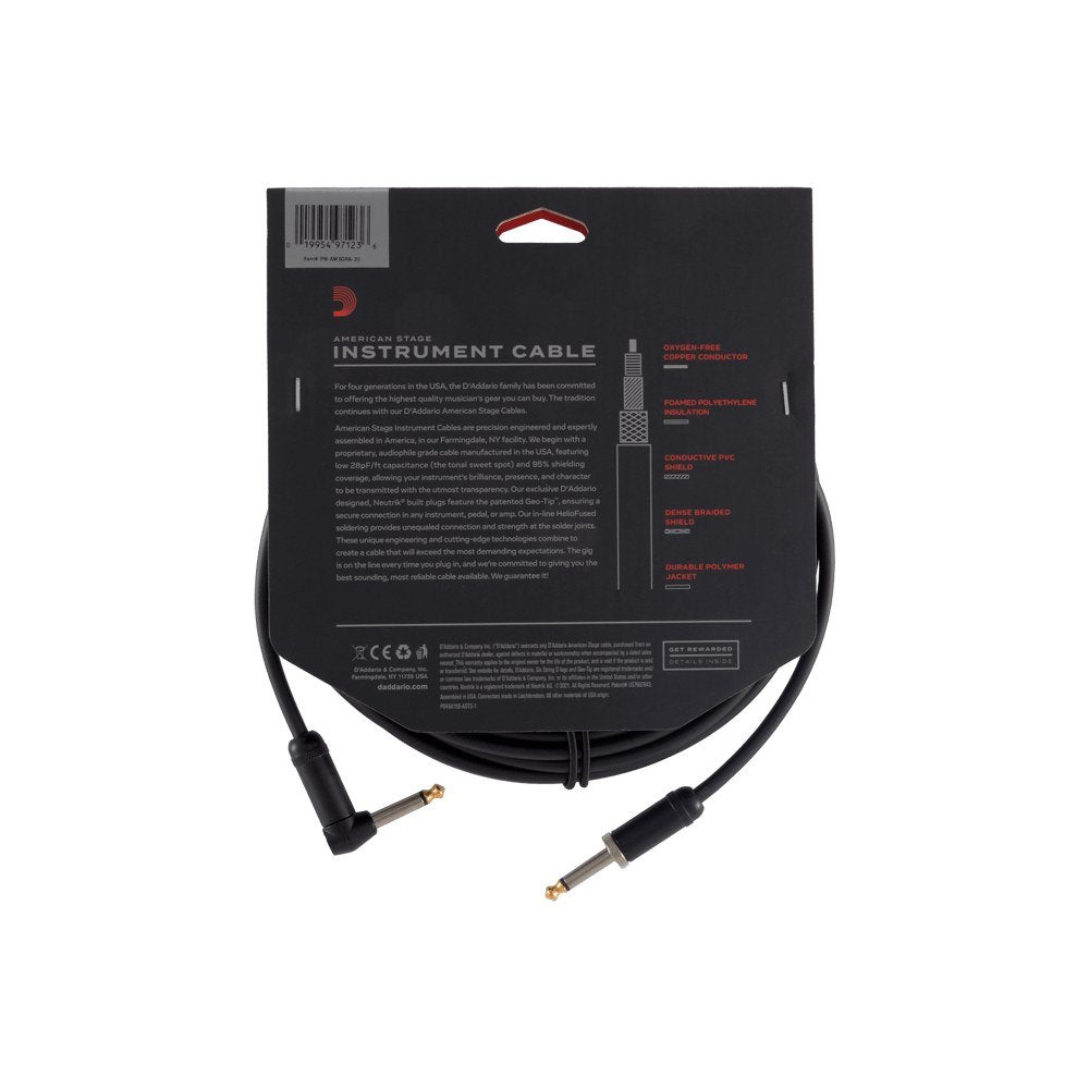 Dây Cáp Guitar D'Addario American Stage PW-AMSG / PW-AMSGRA – 6,1m (20ft), Thẳng - Vuông