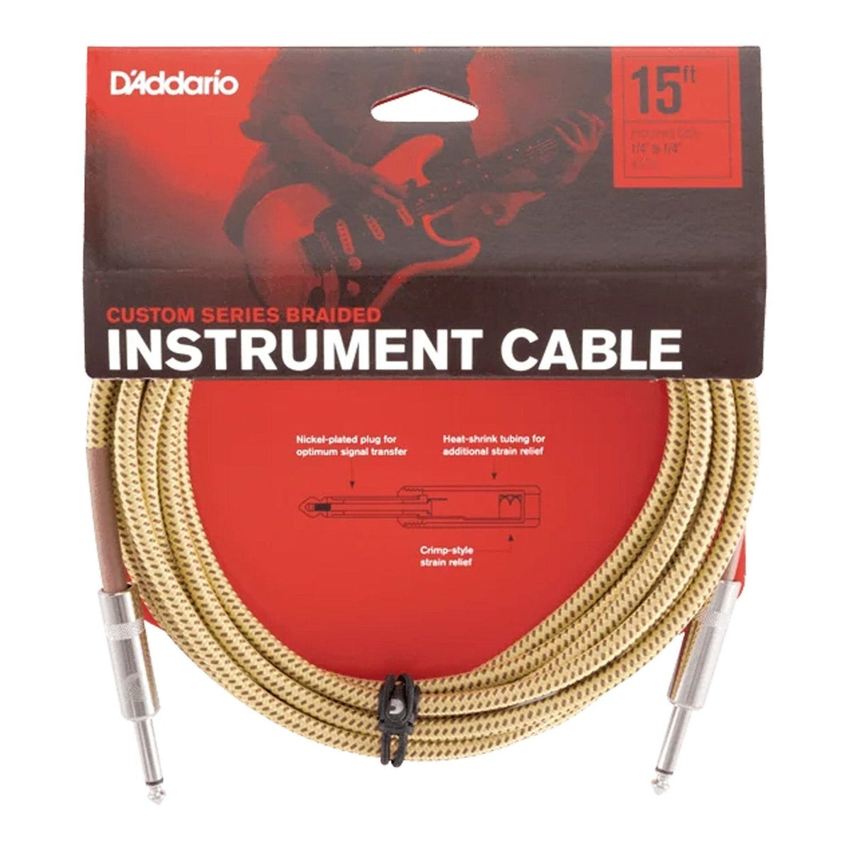 Dây Cáp Guitar D'Addario Braided Instrument Cable PW-BG