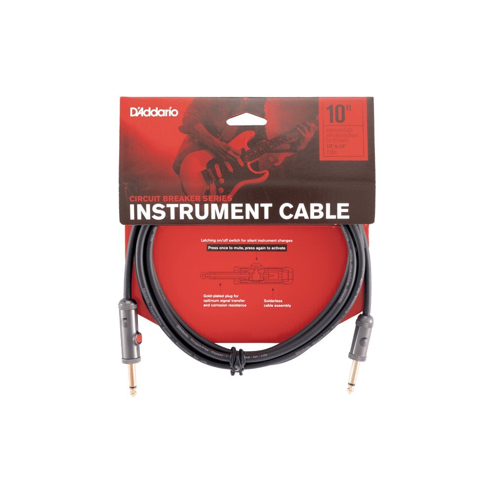 Dây Cáp Guitar D'Addario Circuit Breaker Latching PW-AGL / PW-AGLRA – 3m (10ft), Thẳng - Thẳng