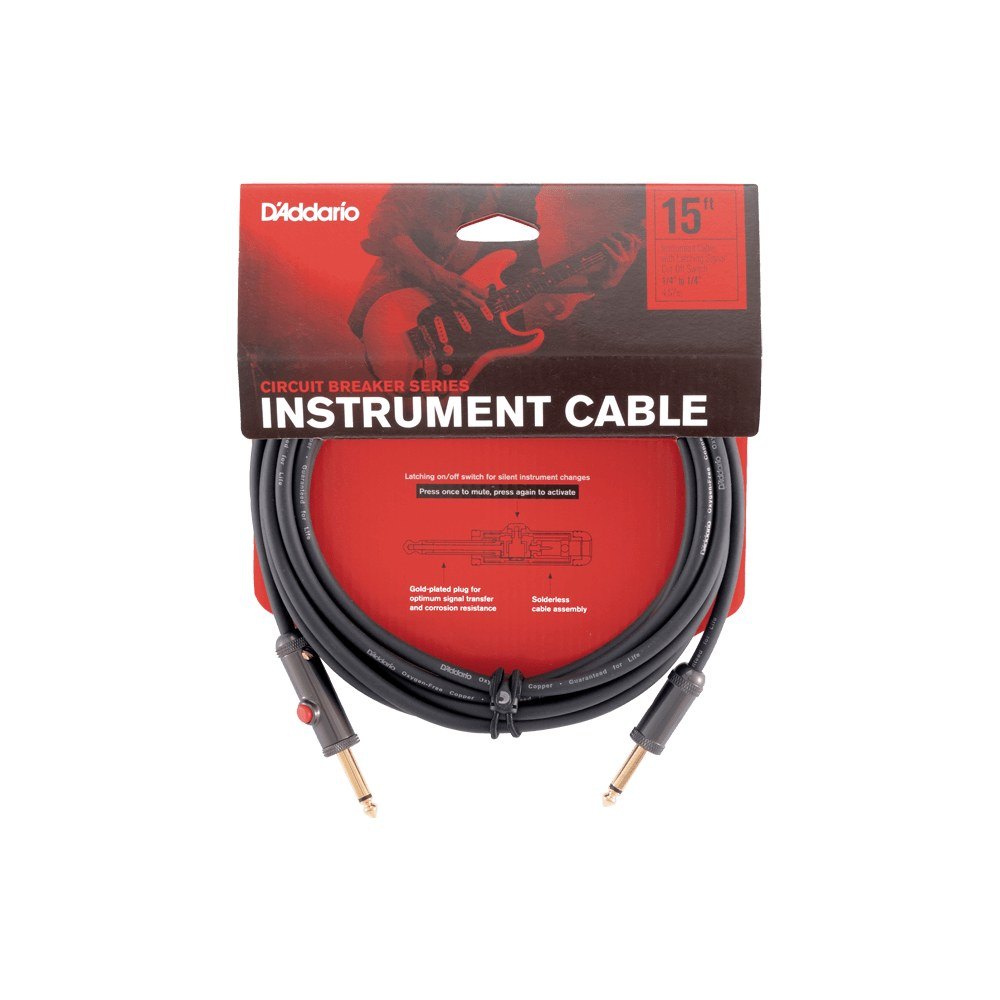 Dây Cáp Guitar D'Addario Circuit Breaker Latching PW-AGL / PW-AGLRA – 9,1m (30ft), Thẳng - Thẳng