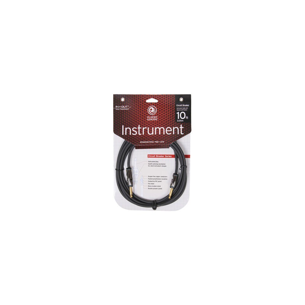 Dây Cáp Guitar D'Addario Circuit Breaker PW-AG / PW-AGRA – 3m (10ft), Thẳng - Thẳng