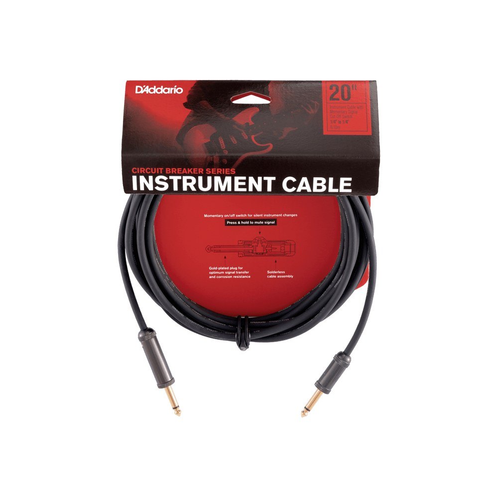 Dây Cáp Guitar D'Addario Circuit Breaker PW-AG / PW-AGRA – 6,1m (20ft), Thẳng - Thẳng