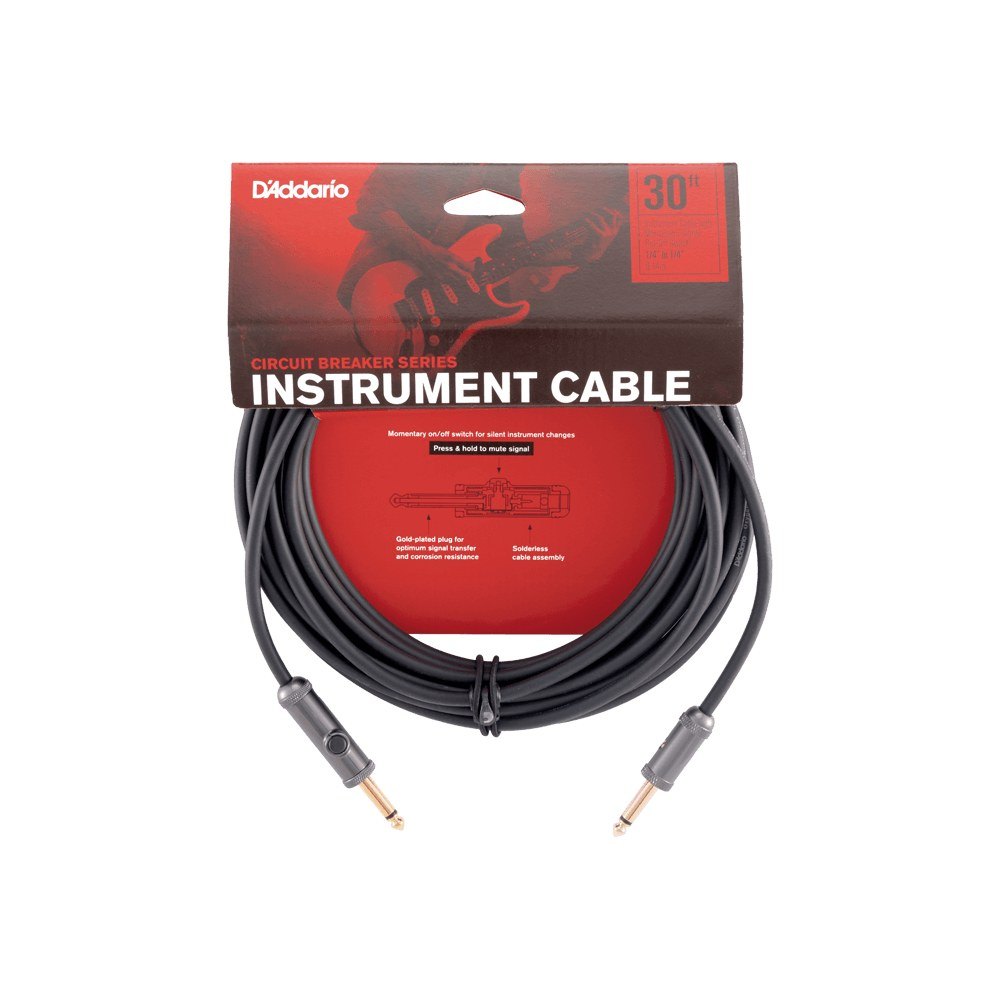 Dây Cáp Guitar D'Addario Circuit Breaker PW-AG / PW-AGRA – 9,1m (30ft), Thẳng - Thẳng