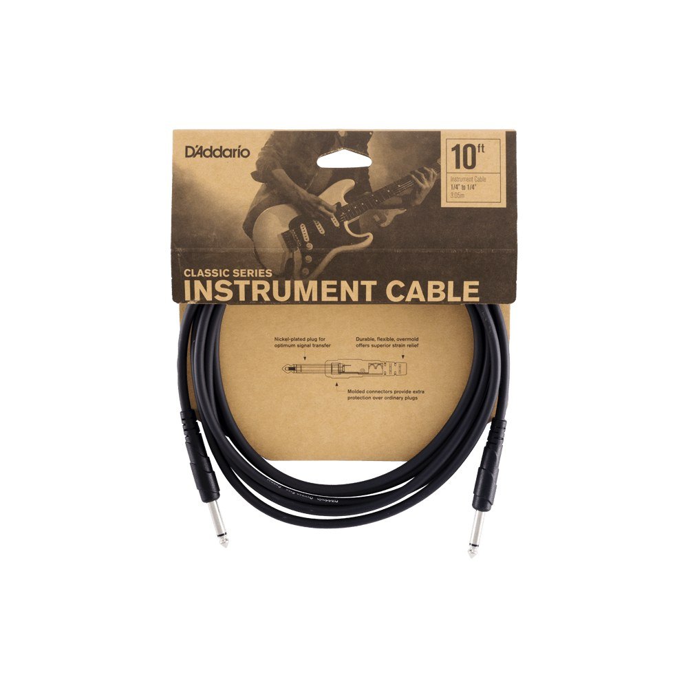 Dây Cáp Guitar D'Addario Classic Series PW-CGT / PW-CGTRA – 3m (10ft), Thẳng - Thẳng