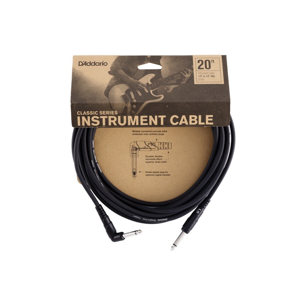 Dây Cáp Guitar D'Addario Classic Series PW-CGT / PW-CGTRA – 6,1m (20ft), Thẳng - Vuông