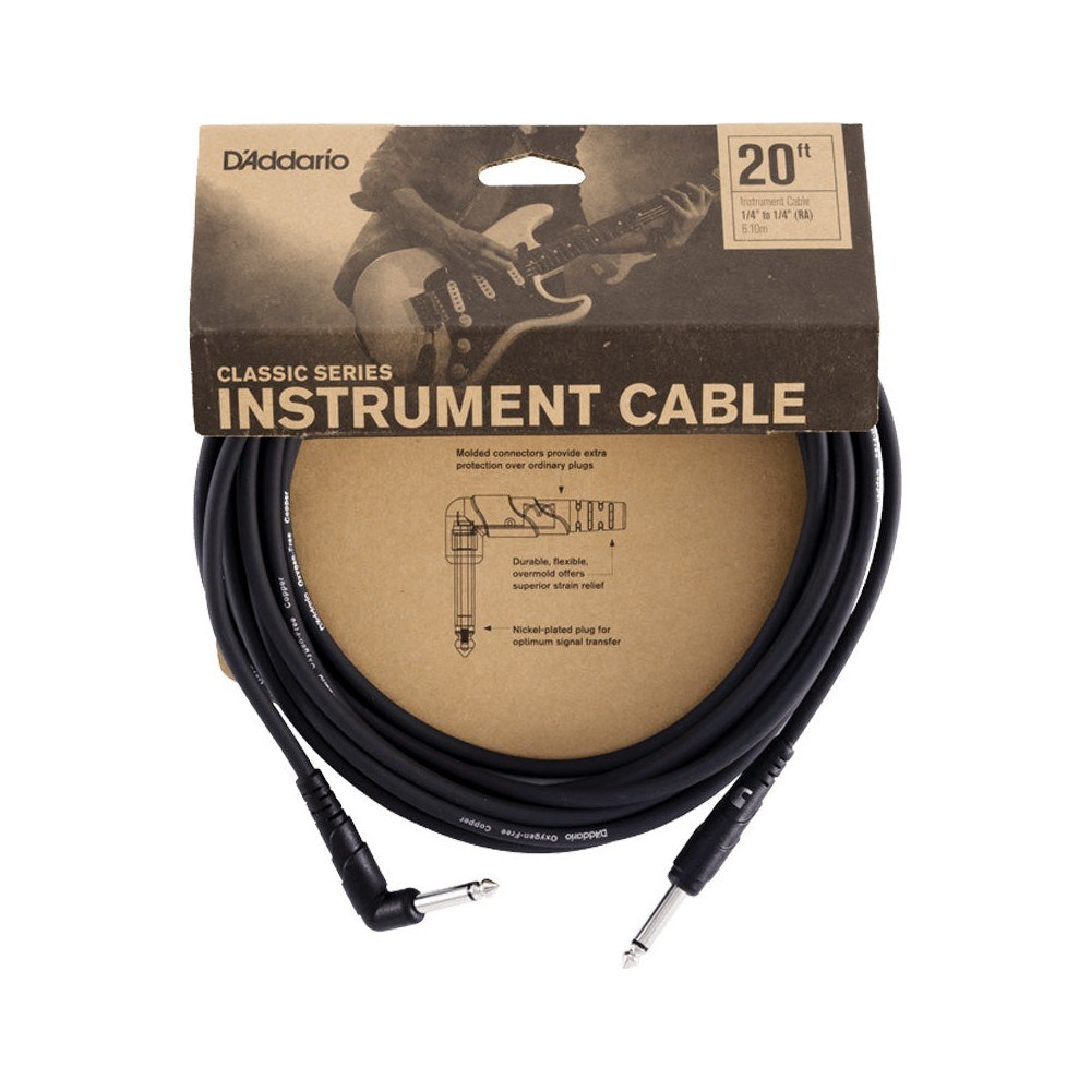Dây Cáp Guitar D'Addario Classic Series PW-CGT / PW-CGTRA – 6,1m (20ft), Thẳng - Vuông