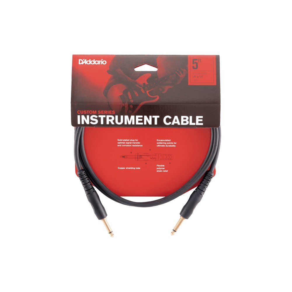 Dây Cáp Guitar D'Addario Custom Series PW-G / PW-GRA – 1,5m (5ft), Thẳng - Thẳng
