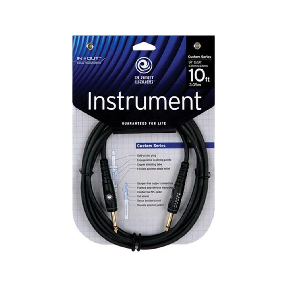 Dây Cáp Guitar D'Addario Custom Series PW-G / PW-GRA – 3m (10ft), Thẳng - Thẳng