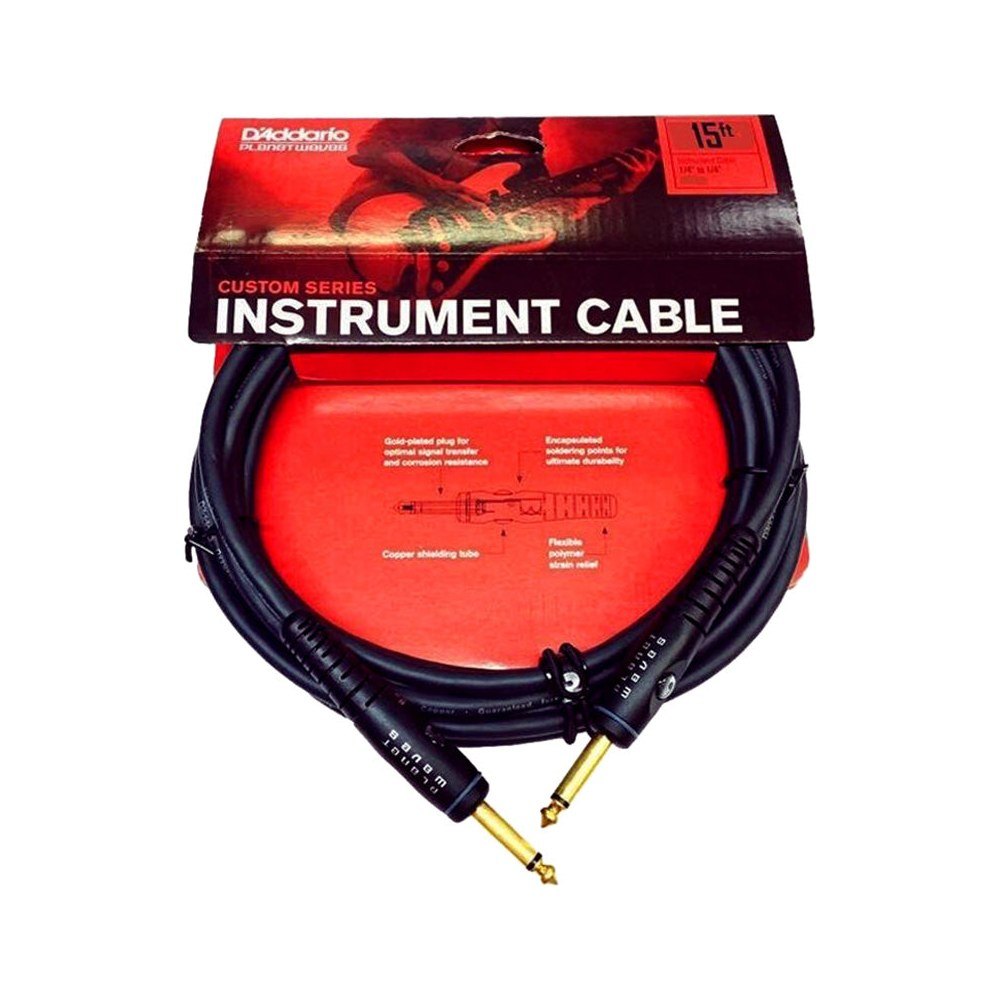 Dây Cáp Guitar D'Addario Custom Series PW-G / PW-GRA – 4,6m (15ft), Thẳng - Thẳng